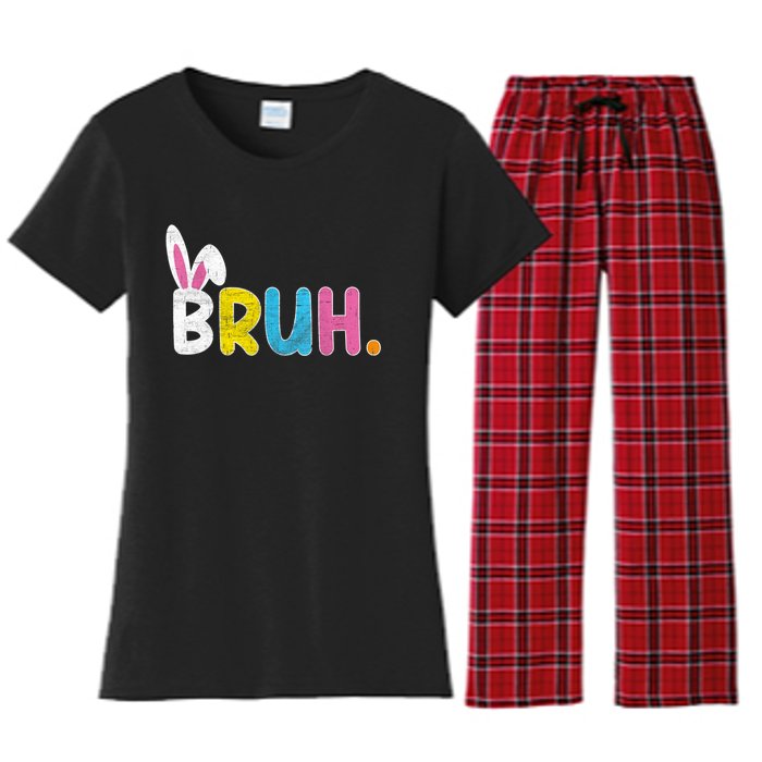 Bruh Easter Day Meme Funny Saying Bro Greeting Teens Women's Flannel Pajama Set