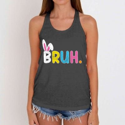 Bruh Easter Day Meme Funny Saying Bro Greeting Teens Women's Knotted Racerback Tank