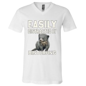 Binturong Easily Distracted By Binturong V-Neck T-Shirt