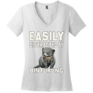 Binturong Easily Distracted By Binturong Women's V-Neck T-Shirt