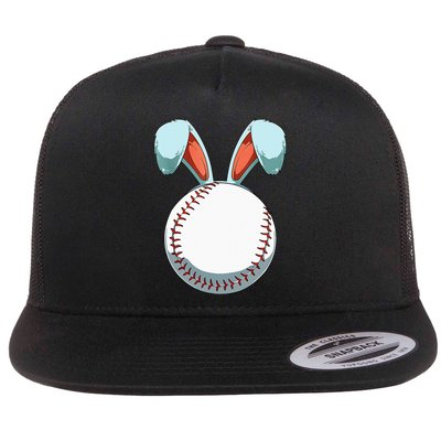 Baseball Easter Day Funny Bunny Ears Rabbit Baseball Fans Flat Bill Trucker Hat