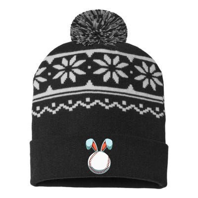 Baseball Easter Day Funny Bunny Ears Rabbit Baseball Fans USA-Made Snowflake Beanie