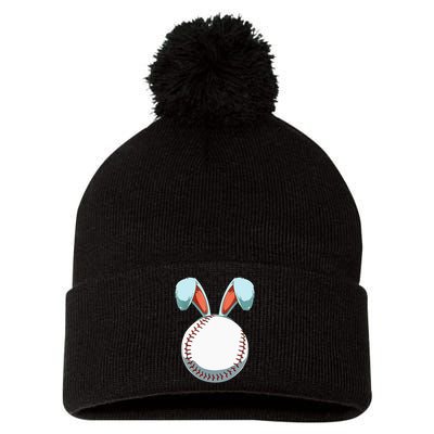 Baseball Easter Day Funny Bunny Ears Rabbit Baseball Fans Pom Pom 12in Knit Beanie