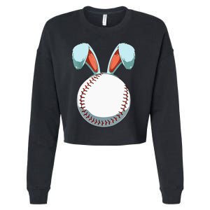 Baseball Easter Day Bunny Ears Rabbit eggs Cropped Pullover Crew