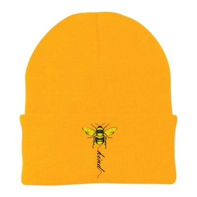 Bee Kind Bumblebee Script Knit Cap Winter Beanie