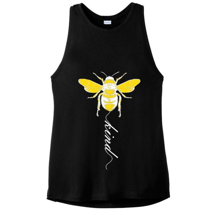 Bee Kind Bumblebee Script Ladies PosiCharge Tri-Blend Wicking Tank