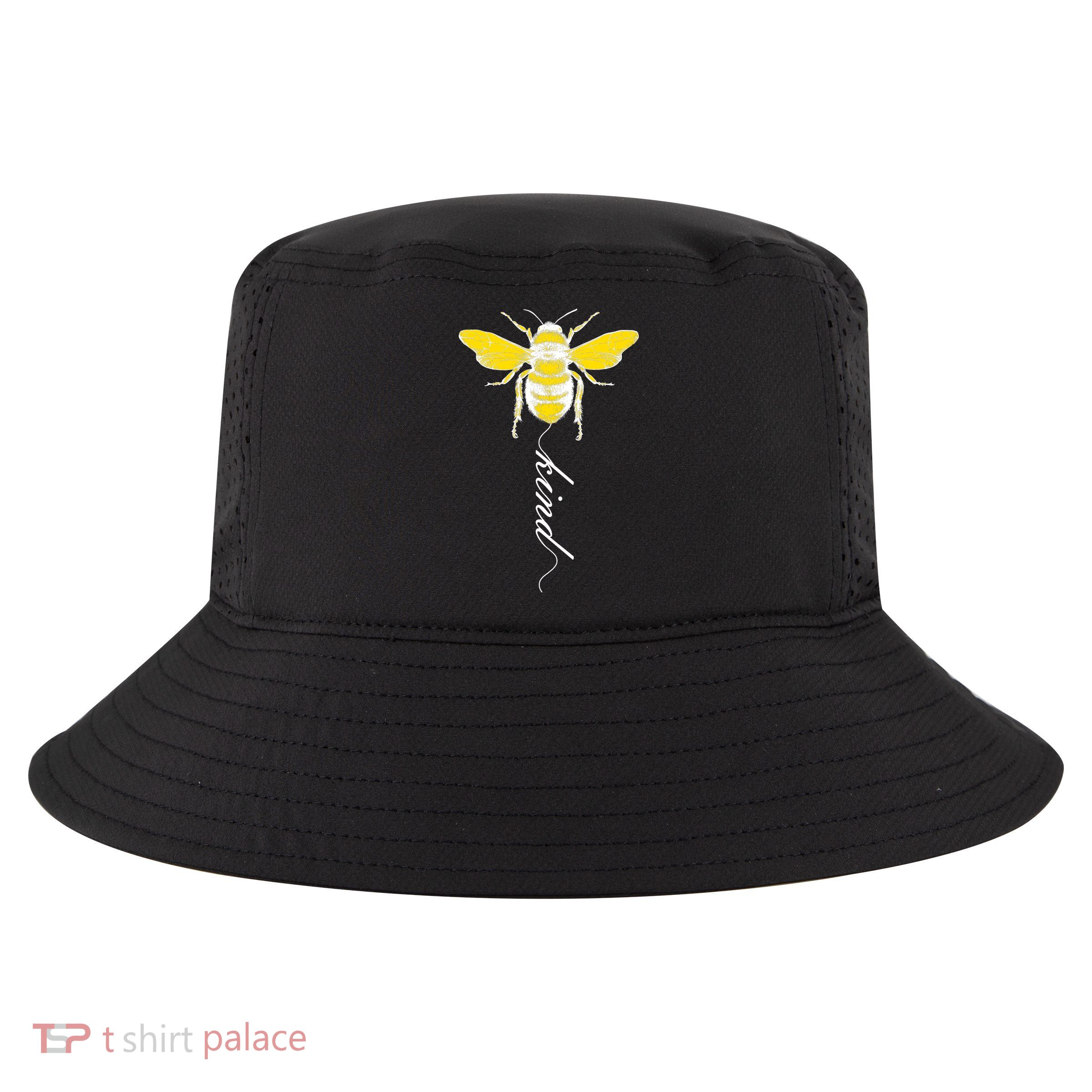 Bee Kind Bumblebee Script Cool Comfort Performance Bucket Hat