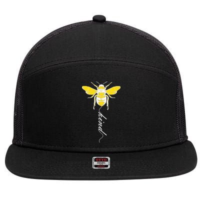 Bee Kind Bumblebee Script 7 Panel Mesh Trucker Snapback Hat