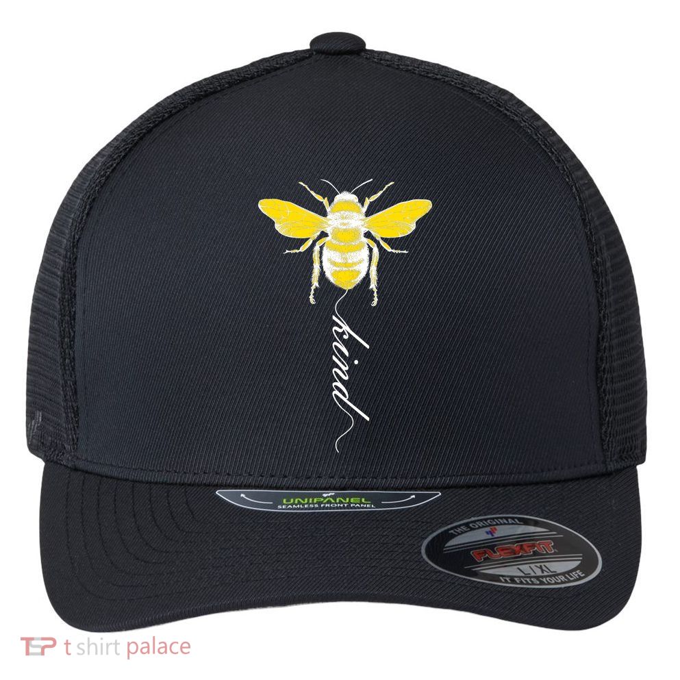 Bee Kind Bumblebee Script Flexfit Unipanel Trucker Cap