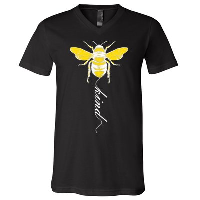 Bee Kind Bumblebee Script V-Neck T-Shirt