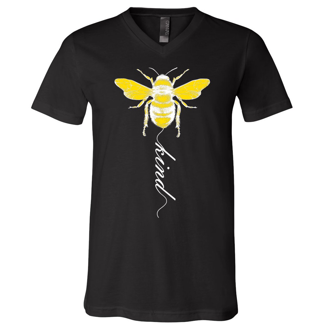 Bee Kind Bumblebee Script V-Neck T-Shirt