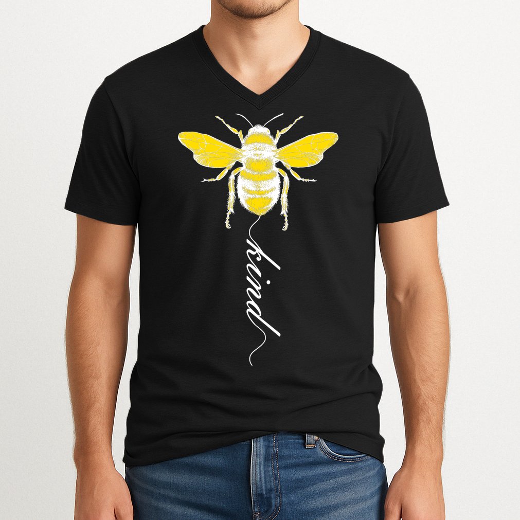 Bee Kind Bumblebee Script V-Neck T-Shirt
