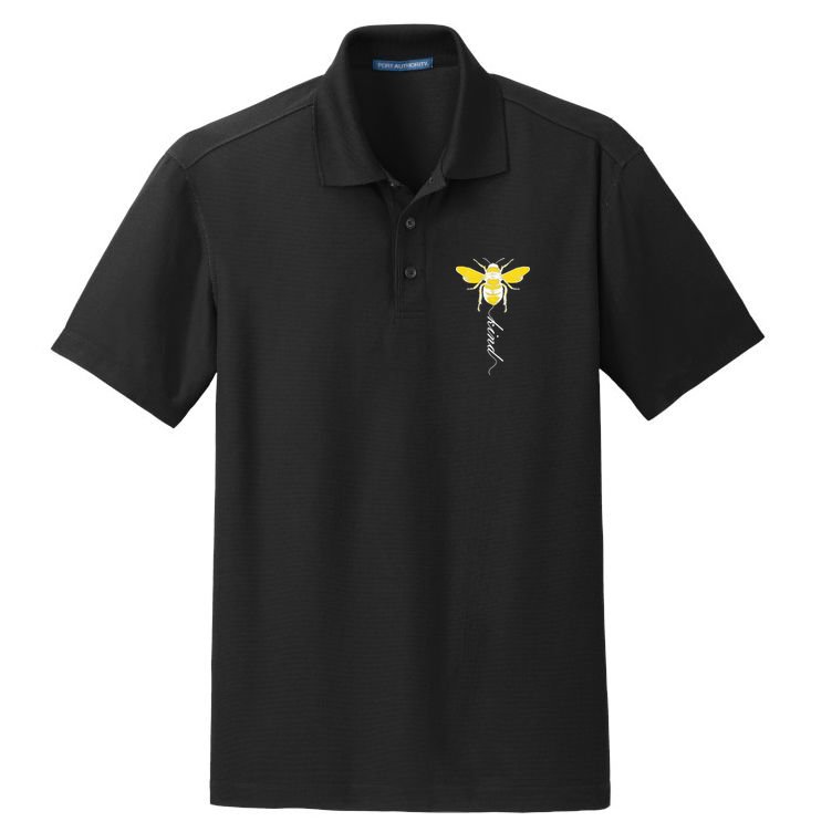 Bee Kind Bumblebee Script Dry Zone Grid Polo