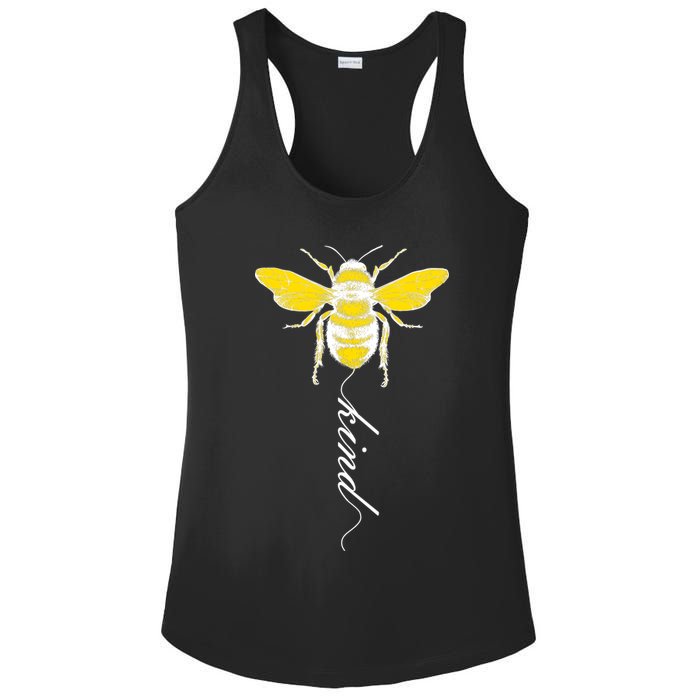Bee Kind Bumblebee Script Ladies PosiCharge Competitor Racerback Tank