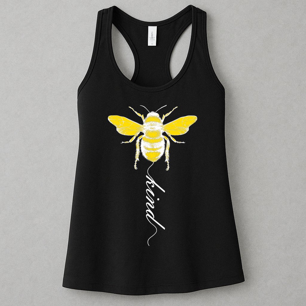 Bee Kind Bumblebee Script Womens Tank Top