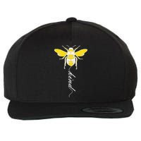 Bee Kind Bumblebee Script Wool Snapback Cap