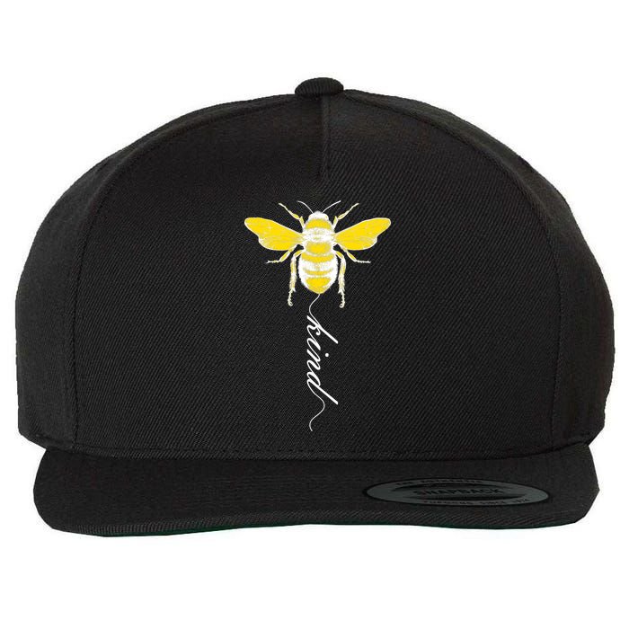 Bee Kind Bumblebee Script Wool Snapback Cap
