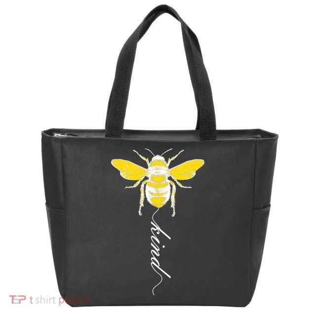 Bee Kind Bumblebee Script Zip Tote Bag