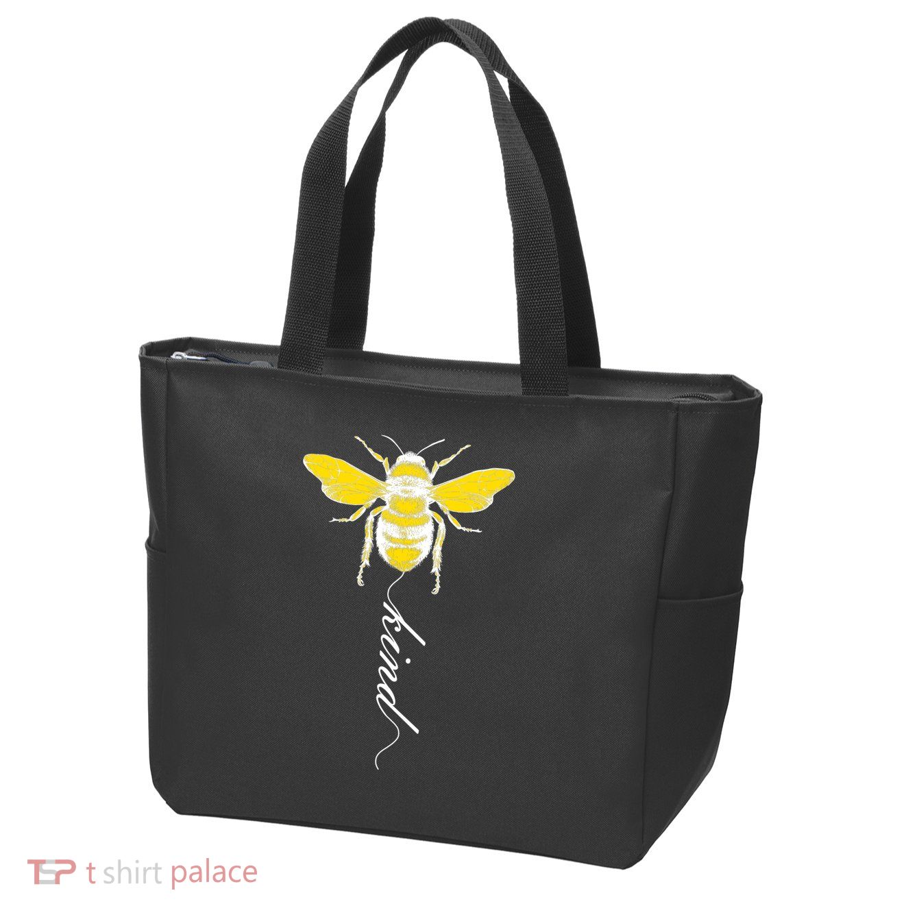 Bee Kind Bumblebee Script Zip Tote Bag
