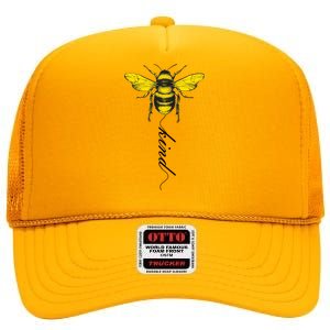 Bee Kind Bumblebee Script High Crown Mesh Back Trucker Hat