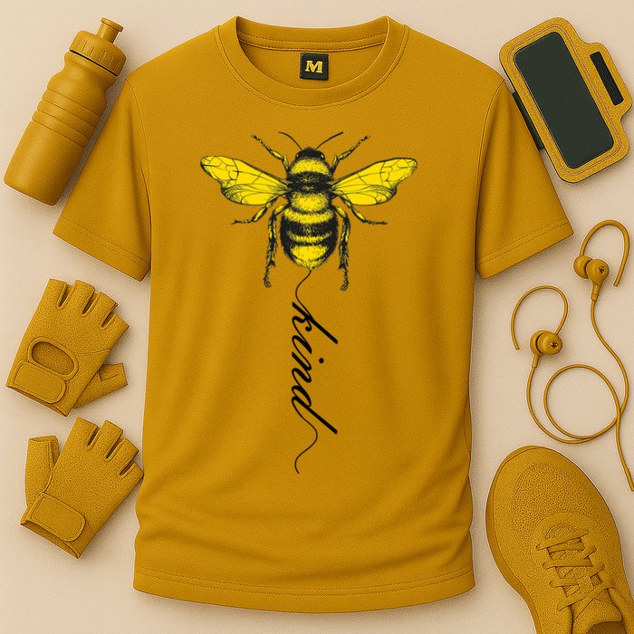 Bee Kind Bumblebee Script Performance Shirt