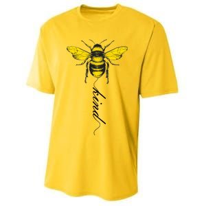 Bee Kind Bumblebee Script Youth Performance Sprint T-Shirt