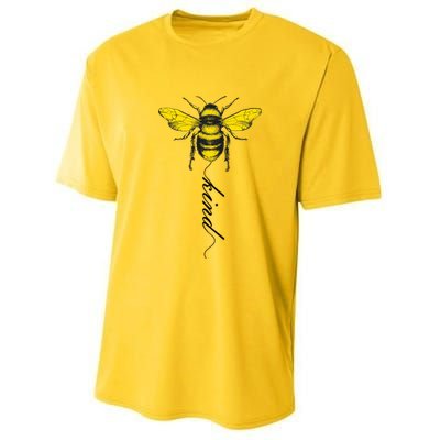 Bee Kind Bumblebee Script Youth Performance Sprint T-Shirt
