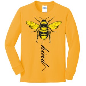 Bee Kind Bumblebee Script Kids Long Sleeve Shirt