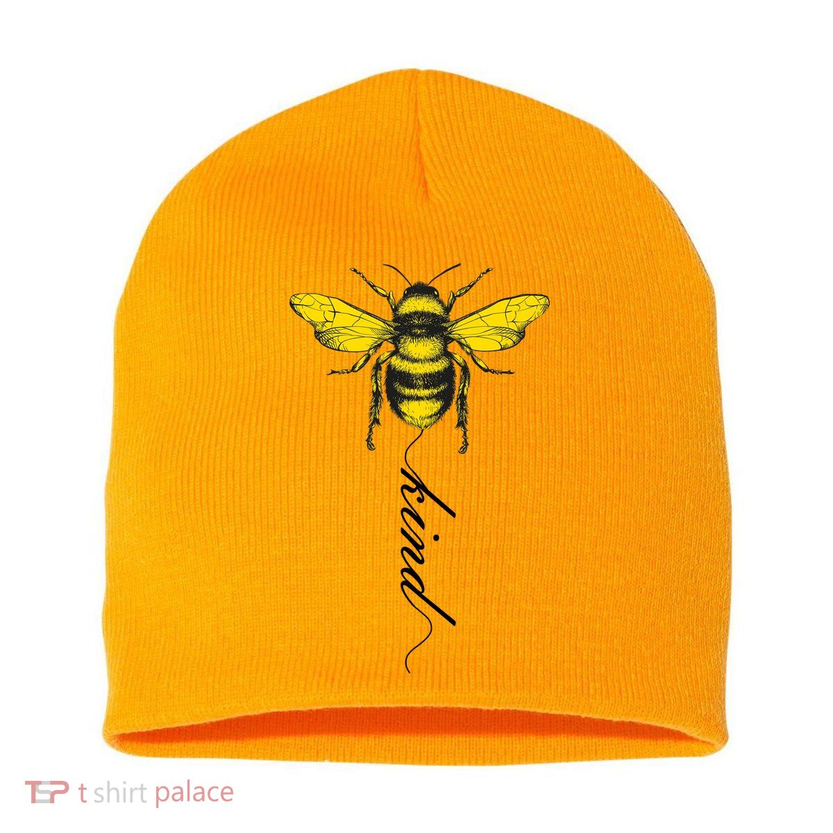 Bee Kind Bumblebee Script Short Acrylic Beanie
