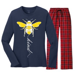 Bee Kind Bumblebee Script Women's Long Sleeve Flannel Pajama Set 