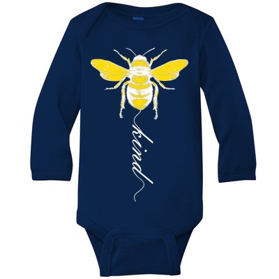 Bee Kind Bumblebee Script Baby Long Sleeve Bodysuit