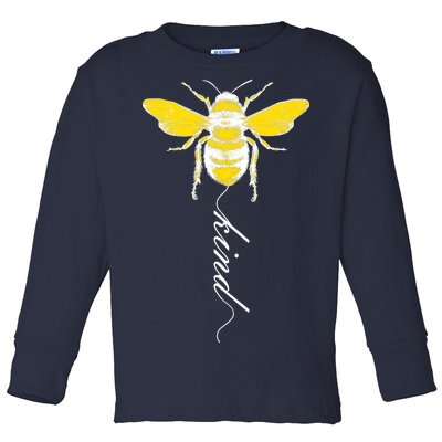 Bee Kind Bumblebee Script Toddler Long Sleeve Shirt