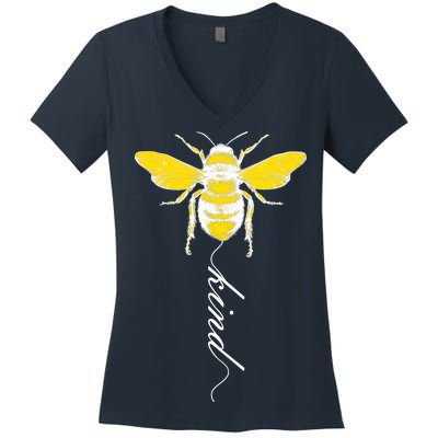 Bee Kind Bumblebee Script Women's V-Neck T-Shirt