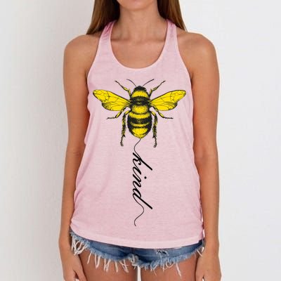 Bee Kind Bumblebee Script Women's Knotted Racerback Tank