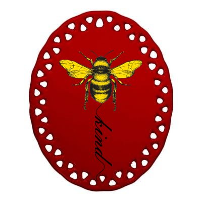 Bee Kind Bumblebee Script Ceramic Oval Ornament