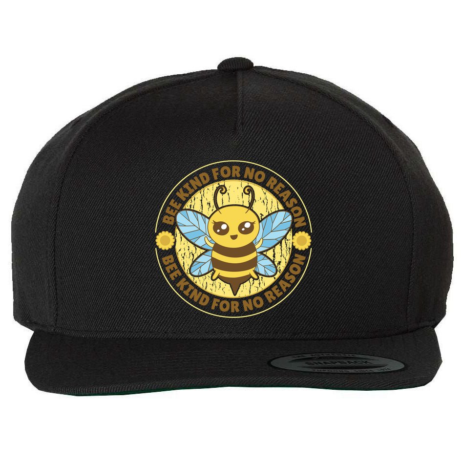 Bee Kind For No Reason Wool Snapback Cap