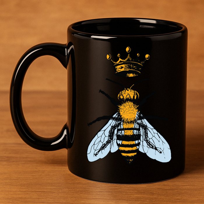 Bee King Crown 11oz C Handle Ceramic Mug