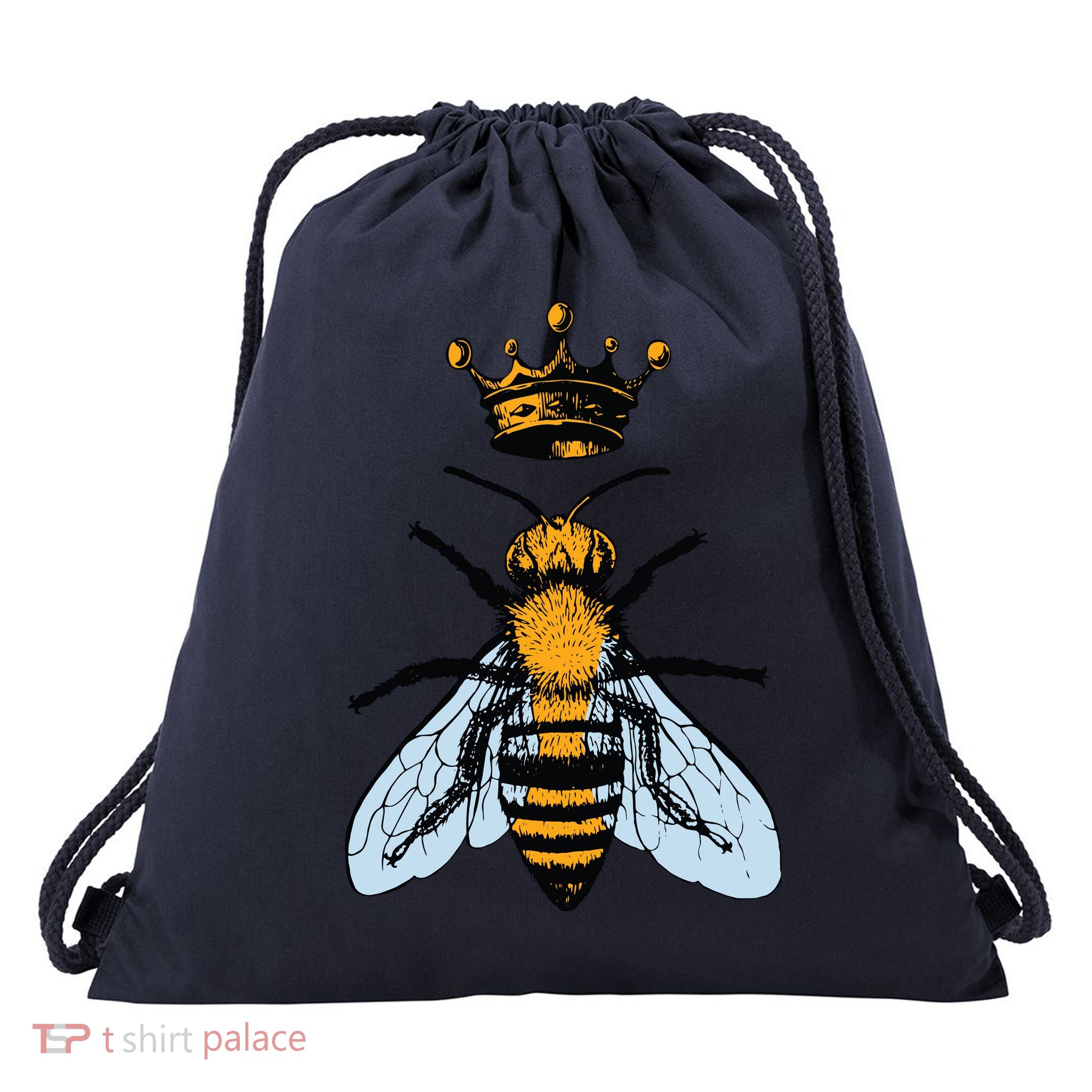 Bee King Crown Drawstring Bag