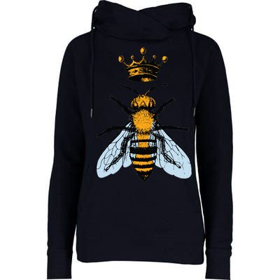 Bee King Crown Womens Funnel Neck Pullover Hood