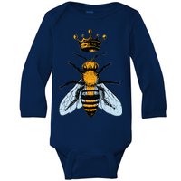 Bee King Crown Baby Long Sleeve Bodysuit