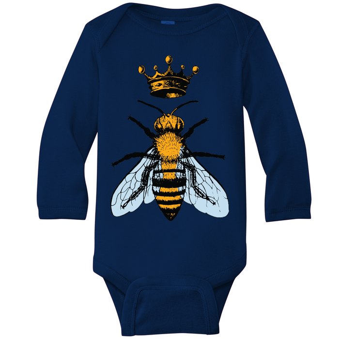 Bee King Crown Baby Long Sleeve Bodysuit