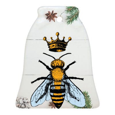 Bee King Crown Ceramic Bell Ornament