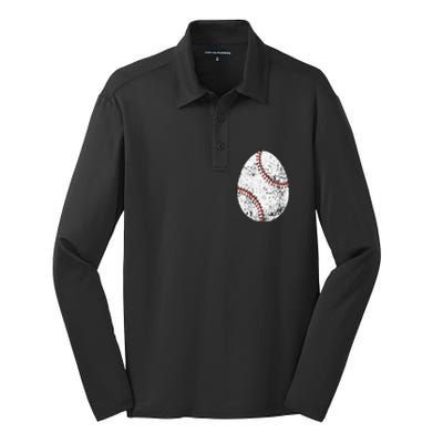 Baseball Easter Egg Silk Touch Performance Long Sleeve Polo