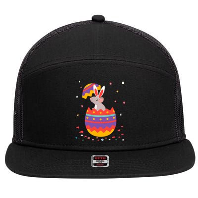 Bunny Ears Eggs Costume Cute Easter Day Graphic Rat Great Gift 7 Panel Mesh Trucker Snapback Hat