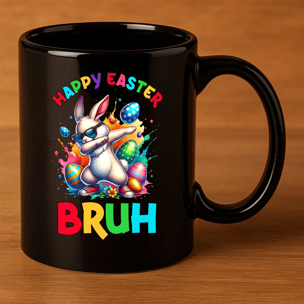 Bruh Easter Egg Bunny Funny Cute 11oz C Handle Ceramic Mug