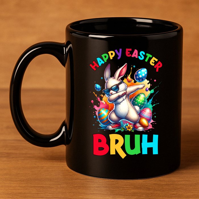 Bruh Easter Egg Bunny Funny Cute 11oz C Handle Ceramic Mug