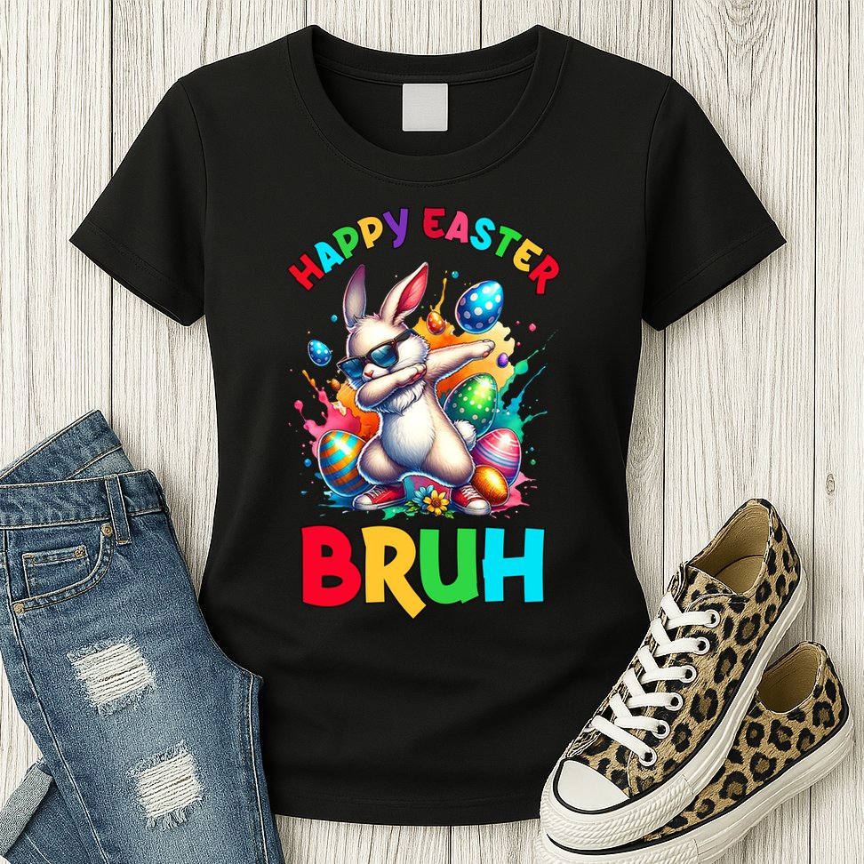Bruh Easter Egg Bunny Funny Cute Womens T-Shirt