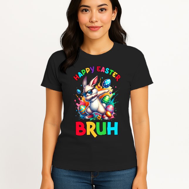 Bruh Easter Egg Bunny Funny Cute Womens T-Shirt