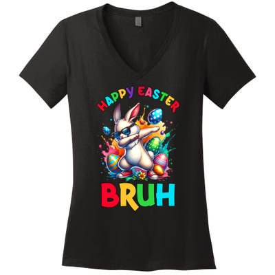 Bruh Easter Egg Bunny Funny Cute Women's V-Neck T-Shirt