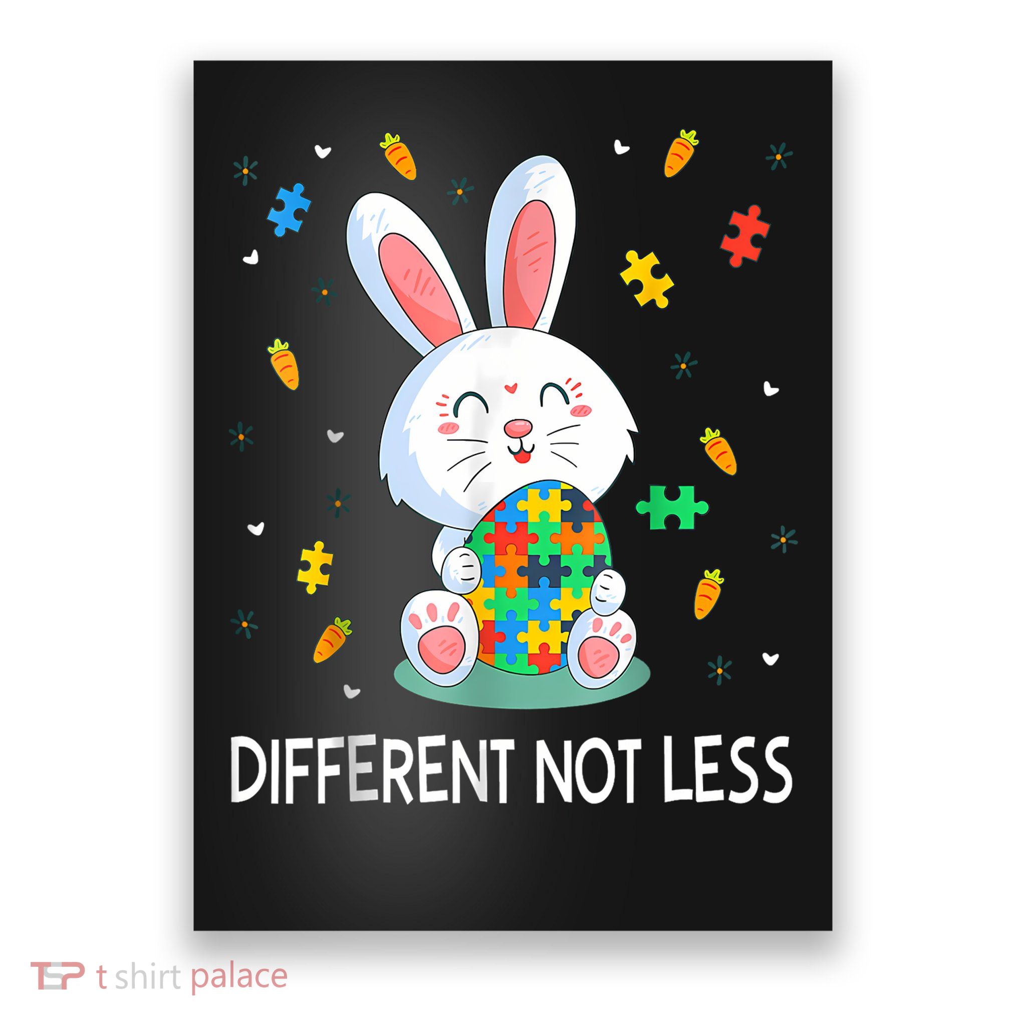 Bunny Easter Eggs Piece Autistic Different Not Less Poster